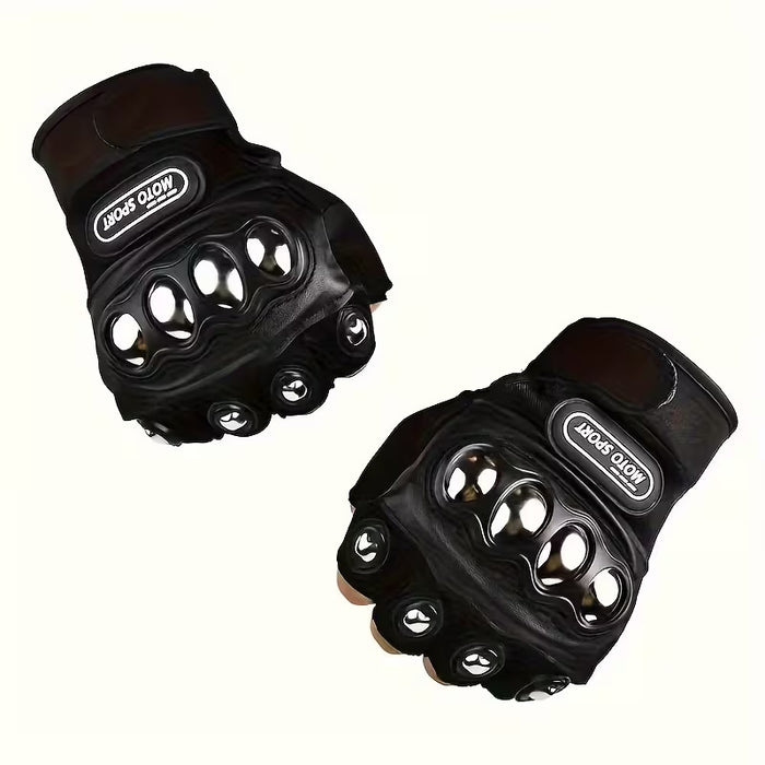Un par de guantes de motociclismo deportivos de acero negro para nudillos al aire libre