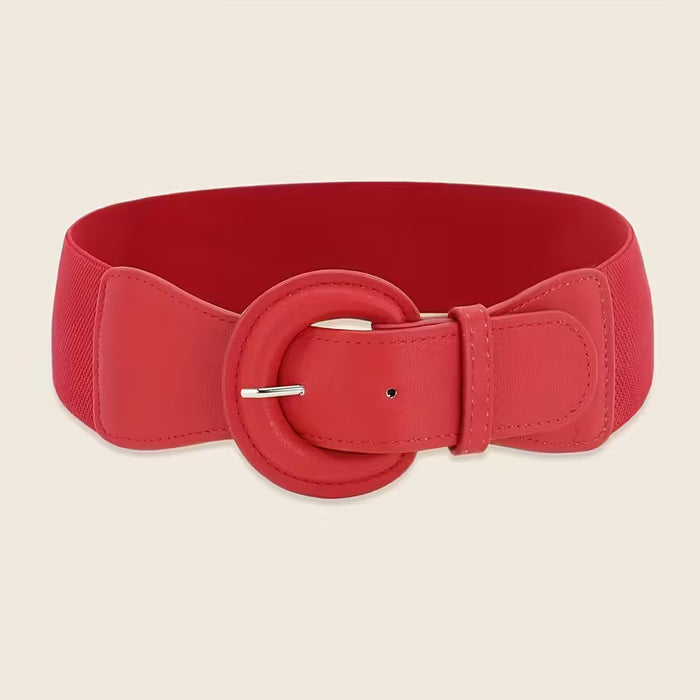 1 pieza de cinturón elástico con hebilla media luna, cinturón rojo