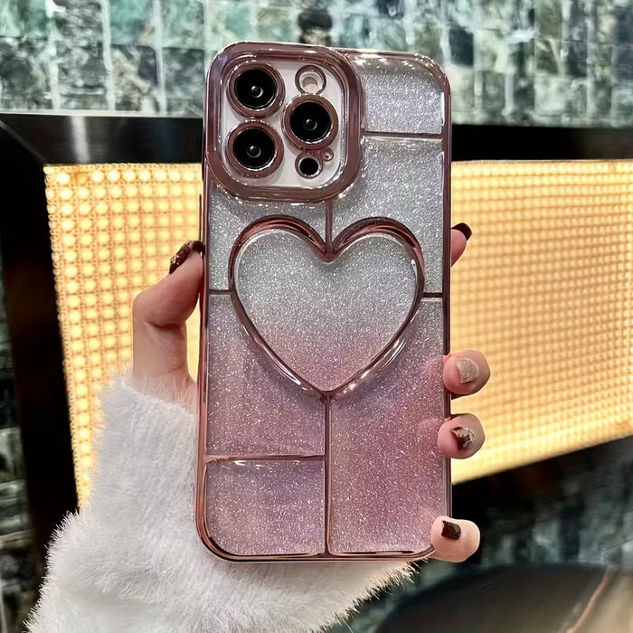 Funda De Teléfono Móvil Con Airbag En Forma De Corazón, Engrosada Con Polvo De Flash