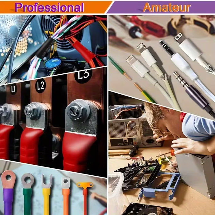 Juego de Tubos Termorretráctiles de Poliolefina 150 piezas, Surtido de Fundas Térmicas para Cables 2:1