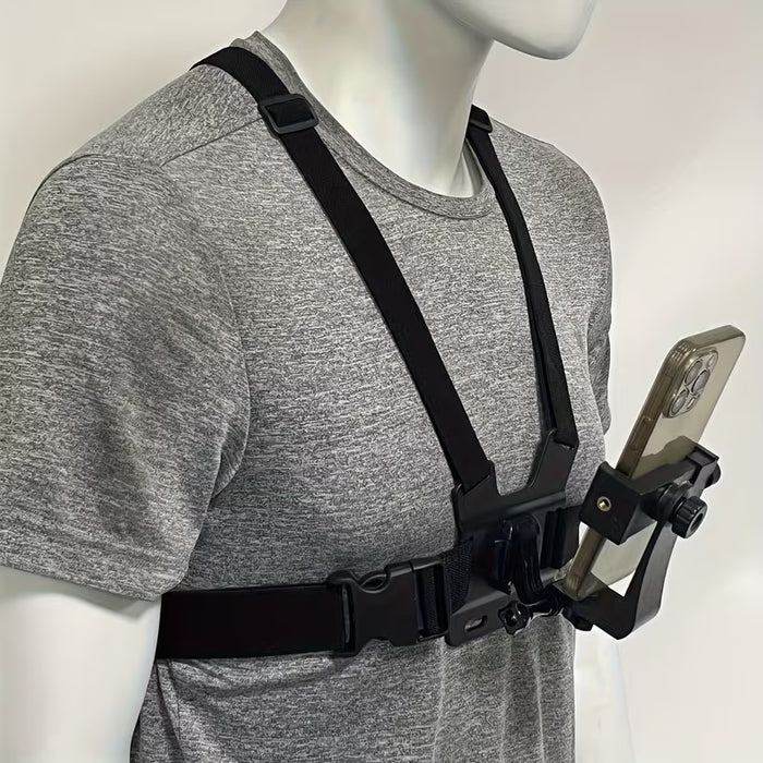 Soporte Ajustable de Poliéster para el Pecho para GoPro y Smartphones - Arnés Versátil para Vlogs y Transmisiones