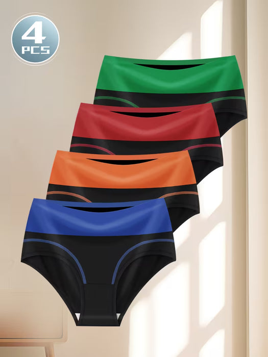 4 piezas de ropa interior para mujer Color-Block Easy