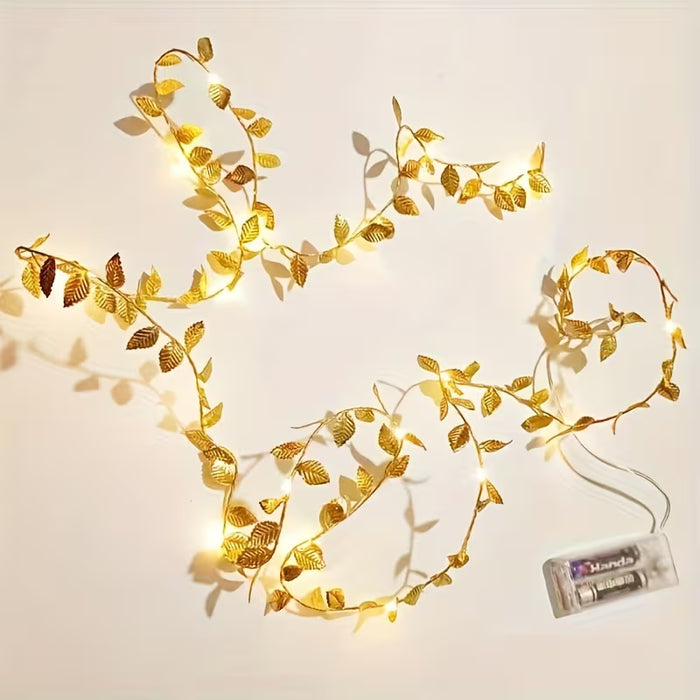 1 unidad de guirnalda de hojas doradas 2M 20Lights