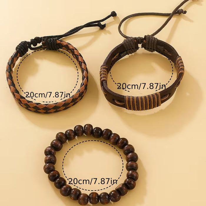 4 Piezas de Moda Nueva Reloj Deportivo de Cuarzo en Cuero PU + Pulseras