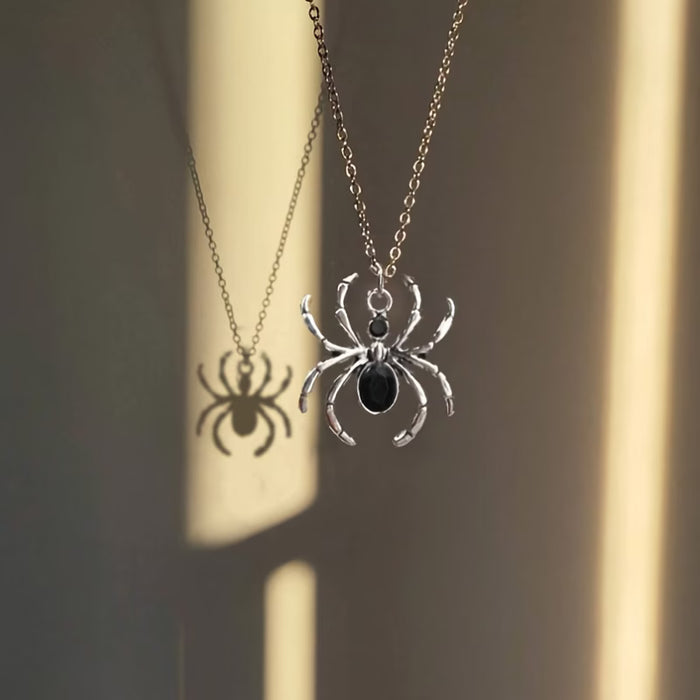 Collar con colgante de araña de rinestones góticos elegantes con gemas sintéticas, aleación, para uso diario