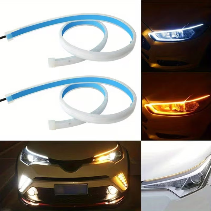 2pcs Barra de Luz LED Ultrafina de 60cm, 7.5W 6000K Amarillo + Blanco