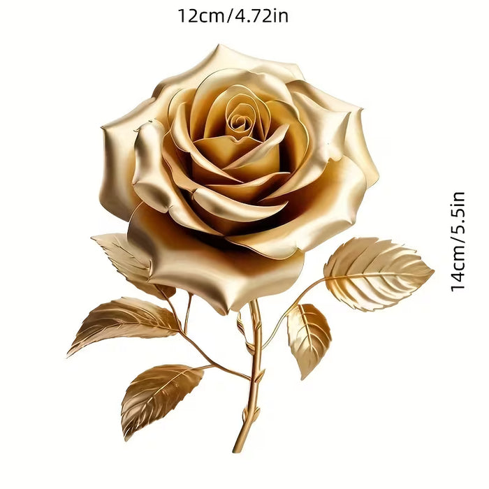 Pegatina de Vinilo de Rosa Dorada Elegante - Estilo de Diseño Minimalista y Estiloso