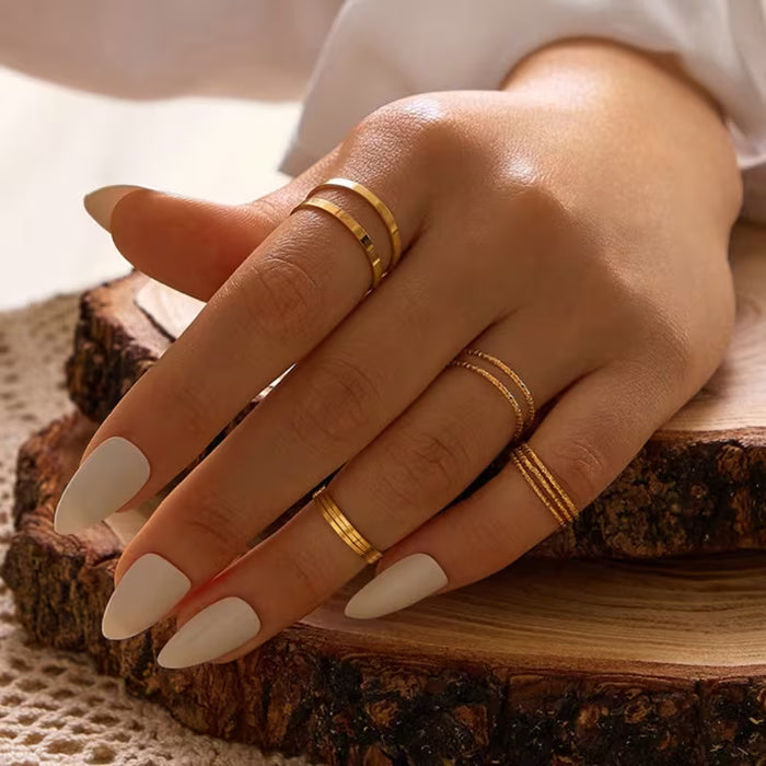 Juego de diez anillos de moda y únicos para mujer, con un estilo simple