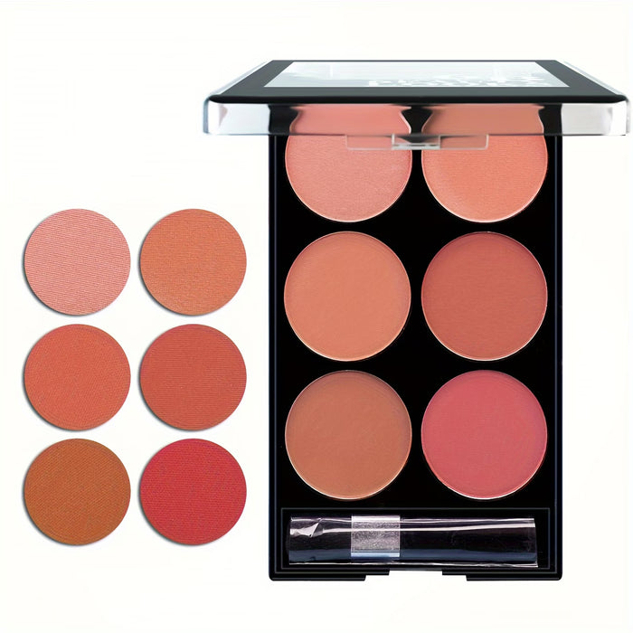 Paleta de Rubor Impermeable de 6 Colores Fácil de Aplicar
