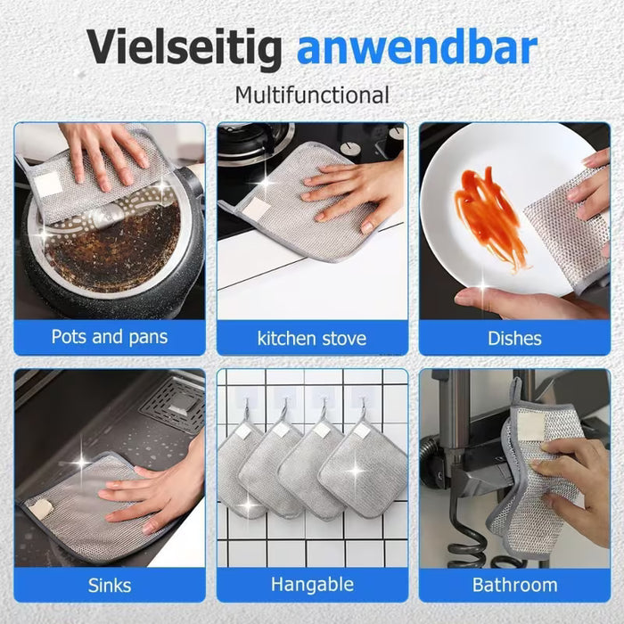 5 piezas Paños de alambre multiusos para lavar platos en húmedo y seco