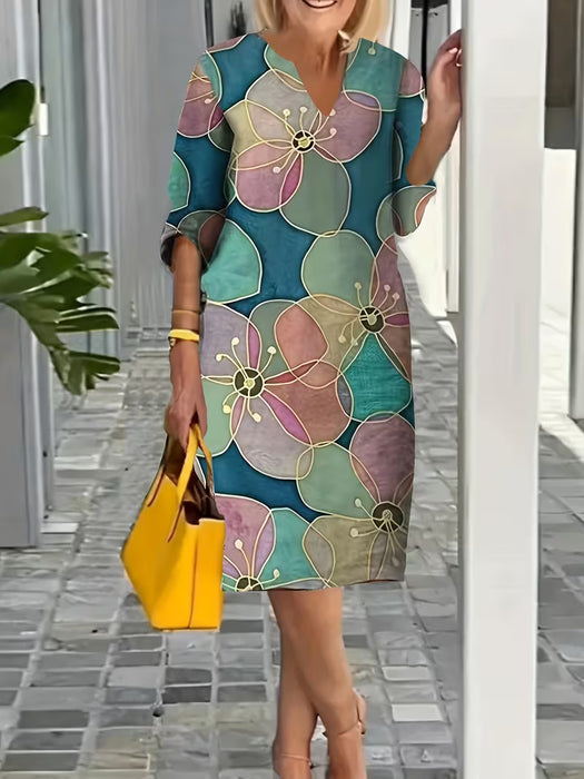 Vestido Casual Vintage de Manga Capucha y Cuello en V para Mujer, Ideal para Primavera y Verano