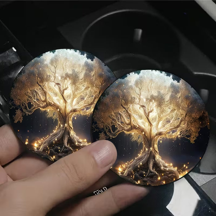 Juego de 2 Piezas de Posavasos de Coche Árbol de la Vida