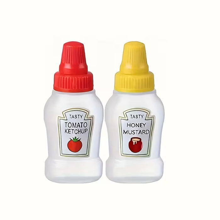 Juego de 4 mini botellas de kétchup, botellas exprimibles de plástico