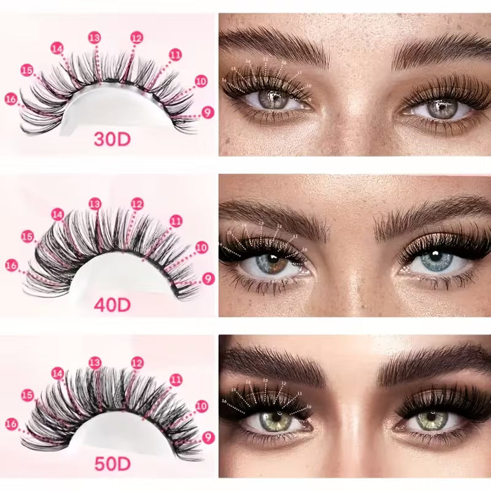 Kit de pestañas en grupo de 400 pcs con adhesivo y cepillo-Mezcla, extensiones de pestañas