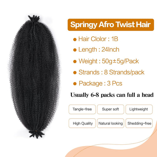 Cabello afro elástico de 24 pulgadas, 3 paquetes de cabello trenzado Marley Twist - Quierox - Tienda Online