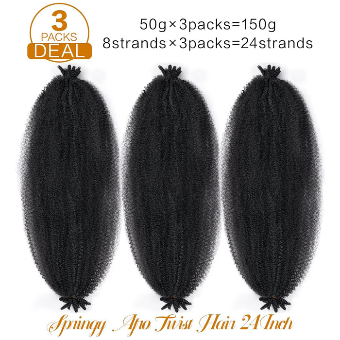 Cabello afro elástico de 24 pulgadas, 3 paquetes de cabello trenzado Marley Twist - Quierox - Tienda Online