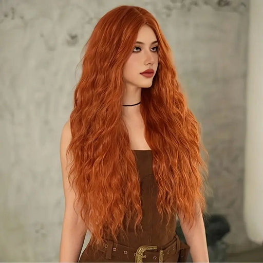 Cabello largo y rizado de naranja elegante sintetico - Quierox - Tienda Online