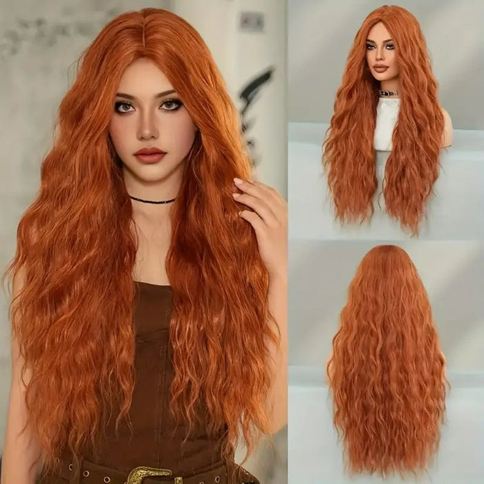 Cabello largo y rizado de naranja elegante sintetico - Quierox - Tienda Online