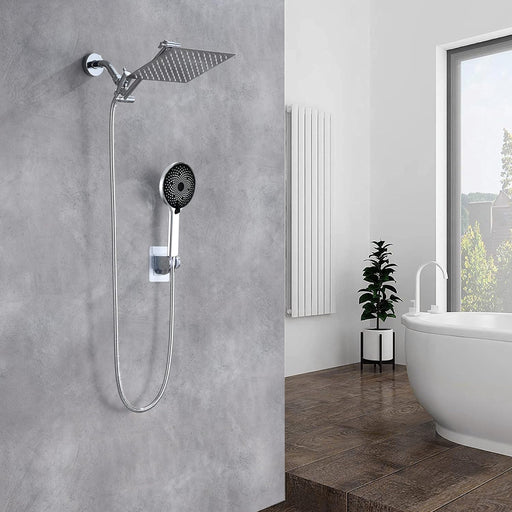Cabezal de ducha tipo lluvia de 8 pulgadas con rociador de mano y brazo de extensión ajustable - Quierox - Tienda Online