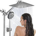 Cabezal de ducha tipo lluvia de 8 pulgadas con rociador de mano y brazo de extensión ajustable - Quierox - Tienda Online