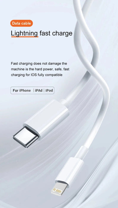 Cable cargador rápido tipo C a Lightning para iphone de 2m - Quierox - Tienda Online