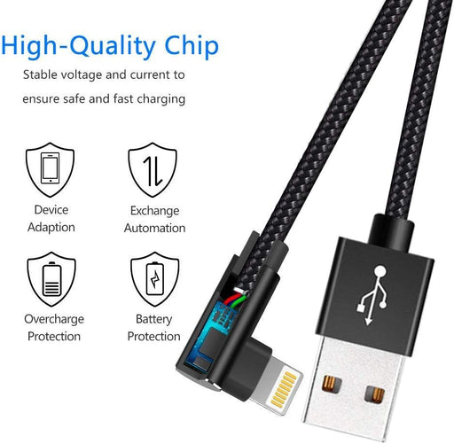 Cable de carga rápida, cable de ángulo recto de 3 pies, paquete de 3 cables de carga de sincronización de datos - Quierox - Tienda Online