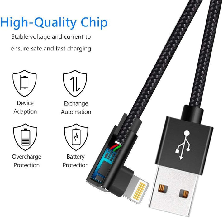 Cable de carga rápida, cable de ángulo recto de 3 pies, paquete de 3 cables de carga de sincronización de datos - Quierox - Tienda Online