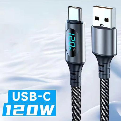 Cable de carga súper rápida NNBILI de 120 W tipo C con pantalla digital LED - Quierox - Tienda Online