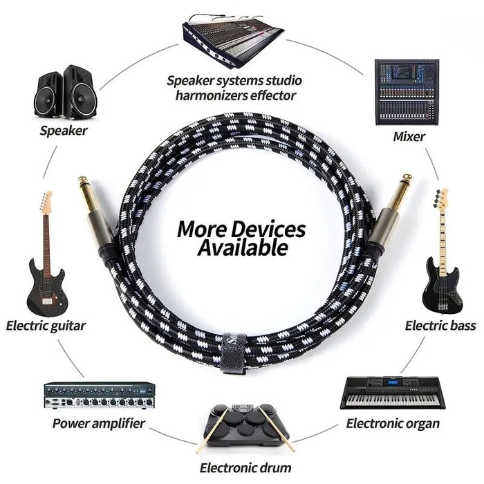 Cable de Instrumento Dorado Premium de 6.35mm - Jack Mono Desequilibrado 2M - Quierox - Tienda Online