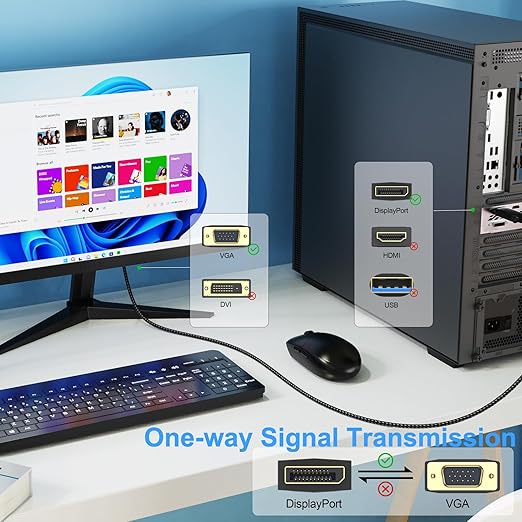 Cable DisplayPort a VGA de 90 cm (3 pies), paquete de 2 - Quierox - Tienda Online