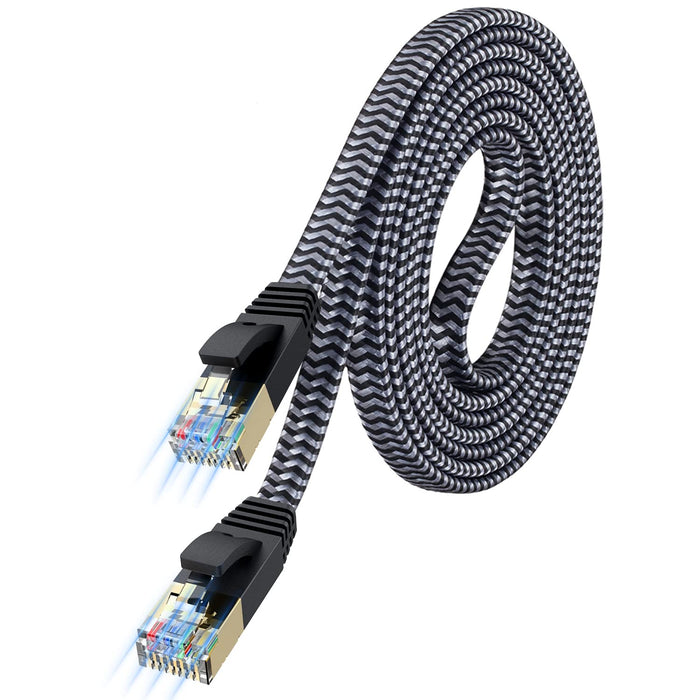 Cable Ethernet Cat 7 de alta velocidad de 10 Gbps, diseño plano trenzado premium para juegos - Quierox - Tienda Online