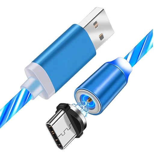Cable LED Magnético de Carga USB, 3 en 1, Azul Claro - Quierox - Tienda Online