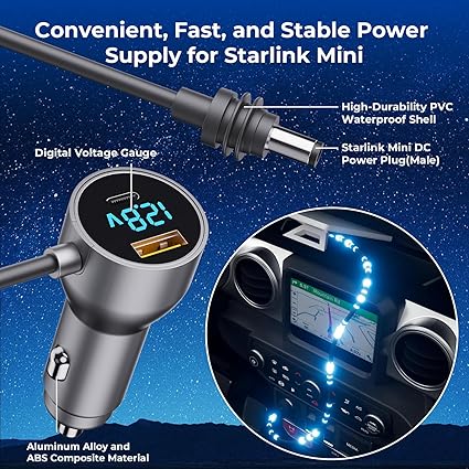 Cable mini Starlink, cargador para coche, cable de alimentación CC 3 en 1 - Quierox - Tienda Online