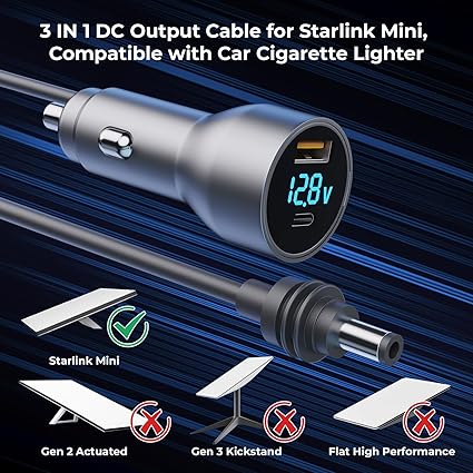 Cable mini Starlink, cargador para coche, cable de alimentación CC 3 en 1 - Quierox - Tienda Online