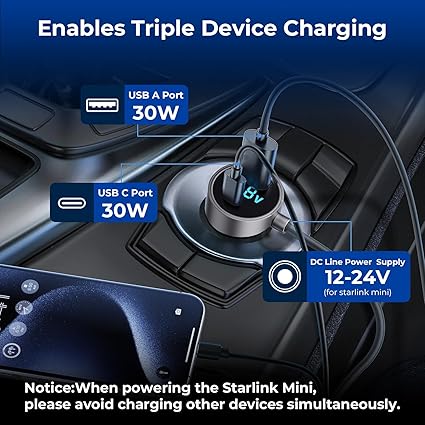 Cable mini Starlink, cargador para coche, cable de alimentación CC 3 en 1 - Quierox - Tienda Online