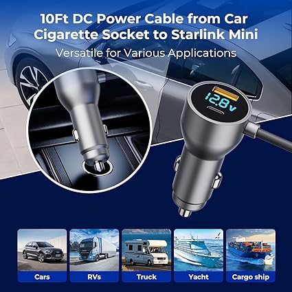 Cable mini Starlink, cargador para coche, cable de alimentación CC 3 en 1 - Quierox - Tienda Online