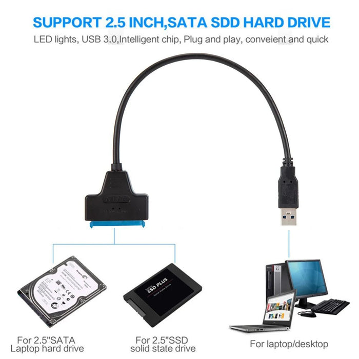 Cable SATA a USB 2.0 para discos duros externos HDD/SSD, adaptador de 22 pines - Quierox - Tienda Online