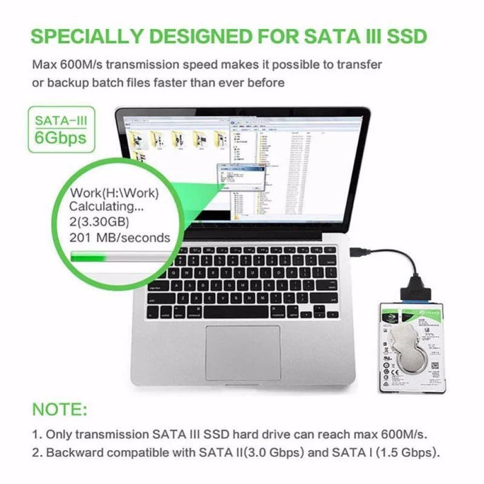 Cable SATA a USB 2.0 para discos duros externos HDD/SSD, adaptador de 22 pines - Quierox - Tienda Online