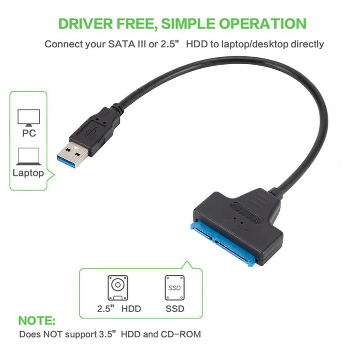 Cable SATA a USB 2.0 para discos duros externos HDD/SSD, adaptador de 22 pines - Quierox - Tienda Online