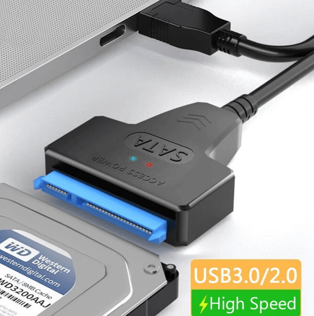Cable SATA a USB 3.0 de hasta 6 Gbps para disco duro externo HDD SSD de 22cm - Quierox - Tienda Online