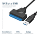 Cable SATA a USB 3.0 de hasta 6 Gbps para disco duro externo HDD SSD de 22cm - Quierox - Tienda Online