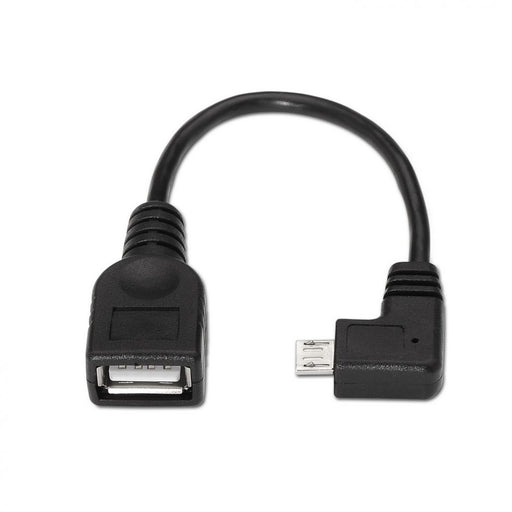 Cable USB 2.0 OTG en ángulo, tipo Micro B Macho - A Hembra, color negro - Quierox - Tienda Online