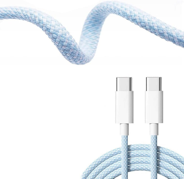 Cable USB C a USB C azul de 6 pies, de carga de nailon trenzado para iPhone - Quierox - Tienda Online