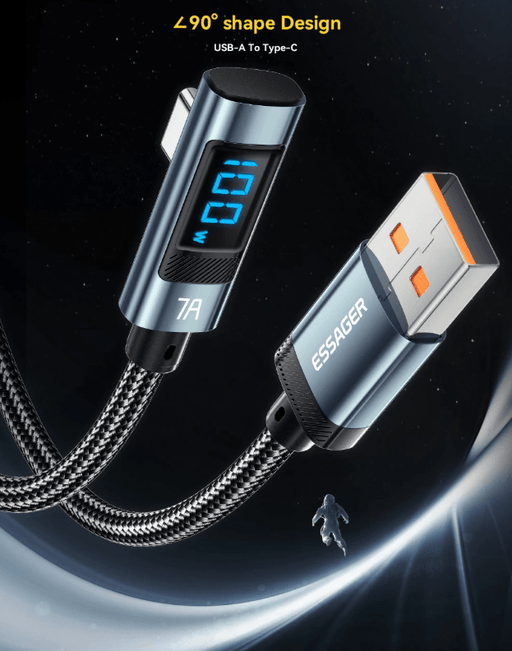 Cable USB tipo C Essager 7A con pantalla digital y carga rápida. Para celular - Quierox - Tienda Online
