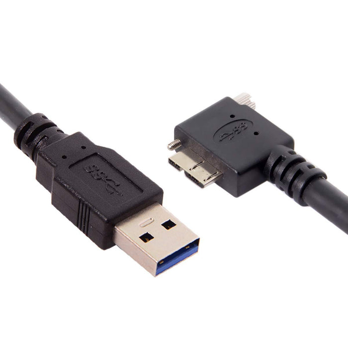 Cablecc 9.8 ft 90 grados ángulo izquierdo micro USB tornillo montaje a 3.0 cable de datos - Quierox - Tienda Online