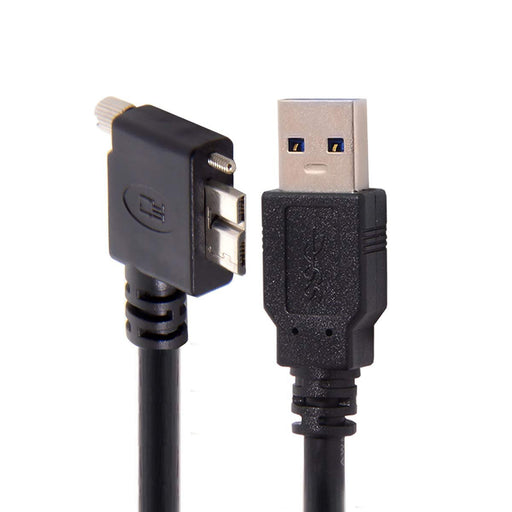 Cablecc 9.8 ft 90 grados ángulo izquierdo micro USB tornillo montaje a 3.0 cable de datos - Quierox - Tienda Online