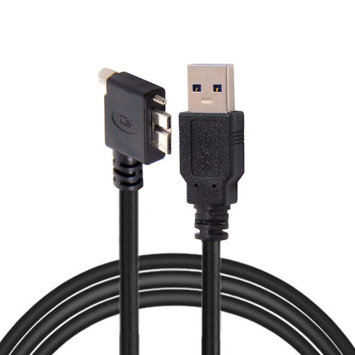 Cablecc 9.8 ft 90 grados ángulo izquierdo micro USB tornillo montaje a 3.0 cable de datos - Quierox - Tienda Online