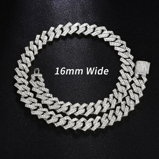 Cadena cubana plateado para hombre, estilo hip hop, collar de rapero, reloj y pulsera. - Quierox - Tienda Online
