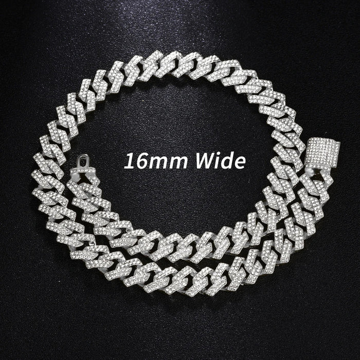 Cadena cubana plateado para hombre, estilo hip hop, collar de rapero, reloj y pulsera. - Quierox - Tienda Online