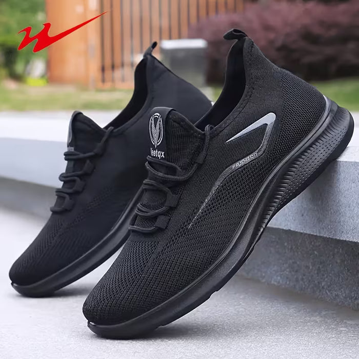 Zapatillas de punto transpirables para hombre de caña baja con cordones